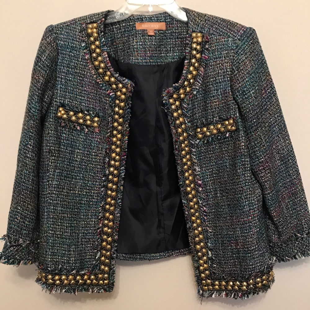 Studded Tweed-like Lined Jacket